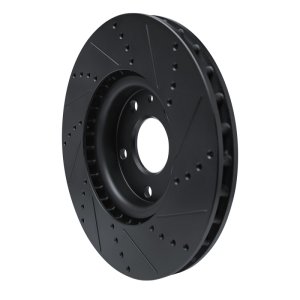 Chevrolet Corvette Brake Rotor (1) - Front Left - R1 Concepts - Drilled & Slotted - Black - `14-`19